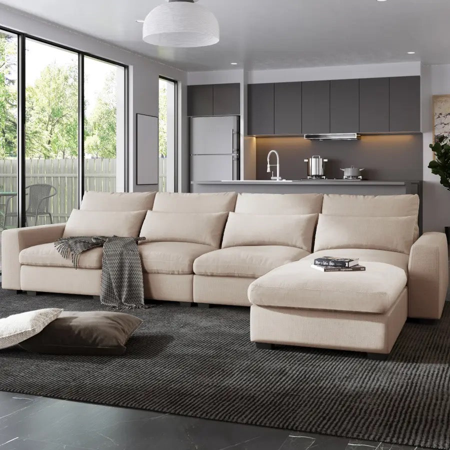 Modernes L-förmiges Sofagarnitur, umwandelbare Sofa-Couch mit umkehrbarer Chaiselongue