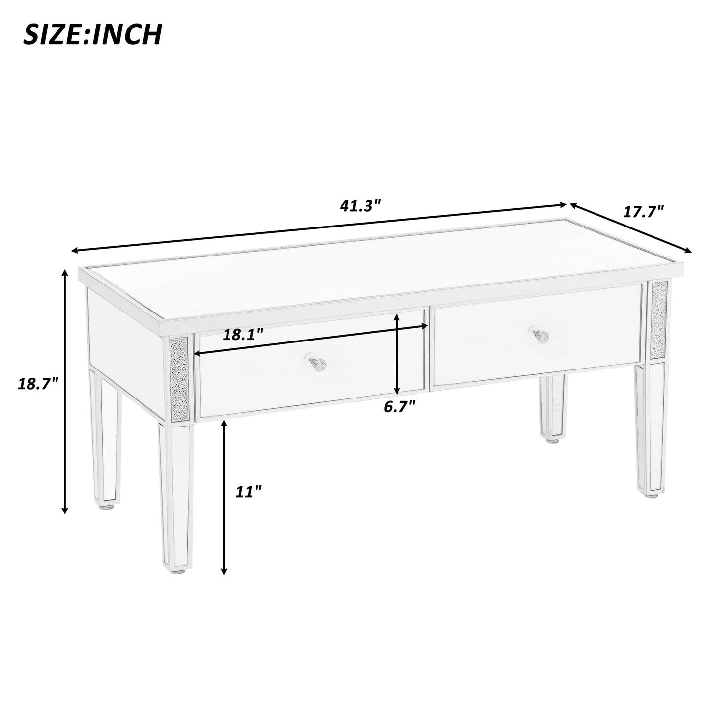 Modern Glass Mirrored Coffee Table
