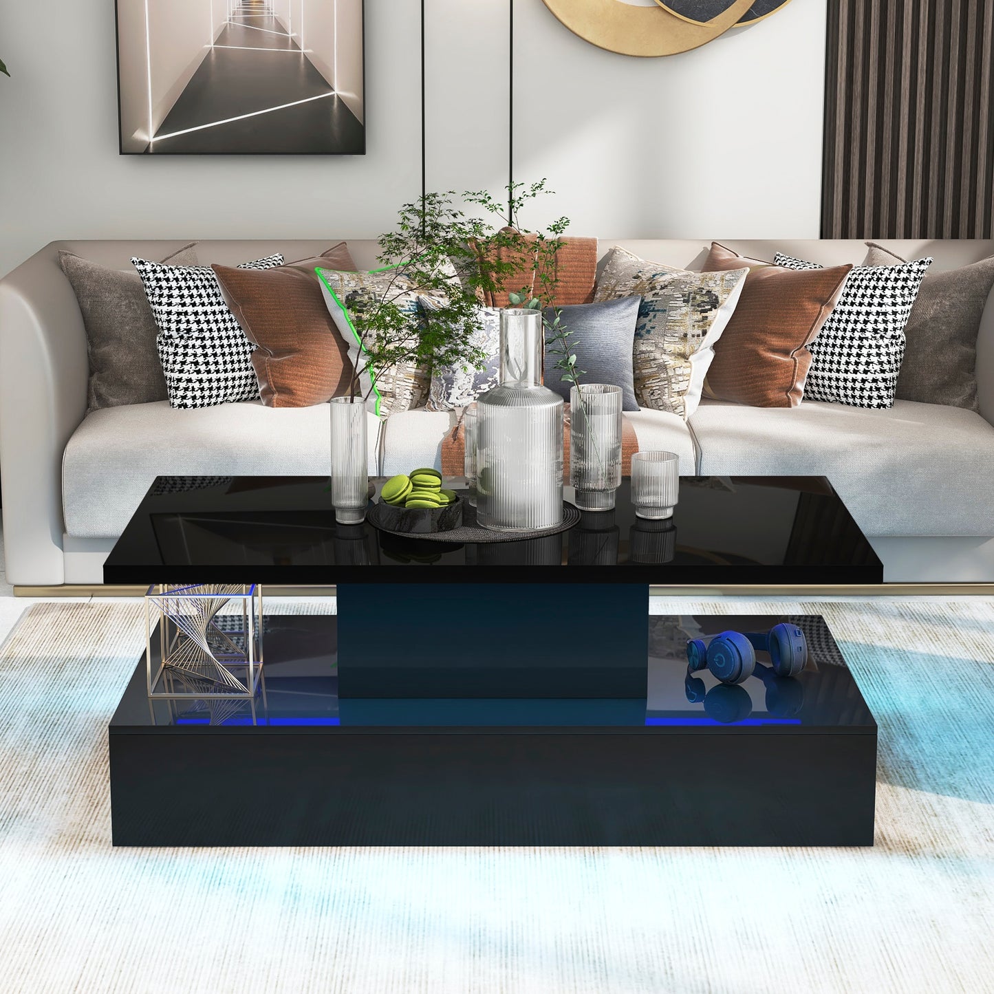 Coffee Cocktail Table + LED Lighting & Remote Control