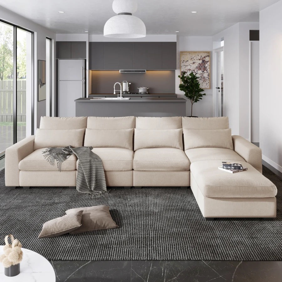 Modernes L-förmiges Sofagarnitur, umwandelbare Sofa-Couch mit umkehrbarer Chaiselongue