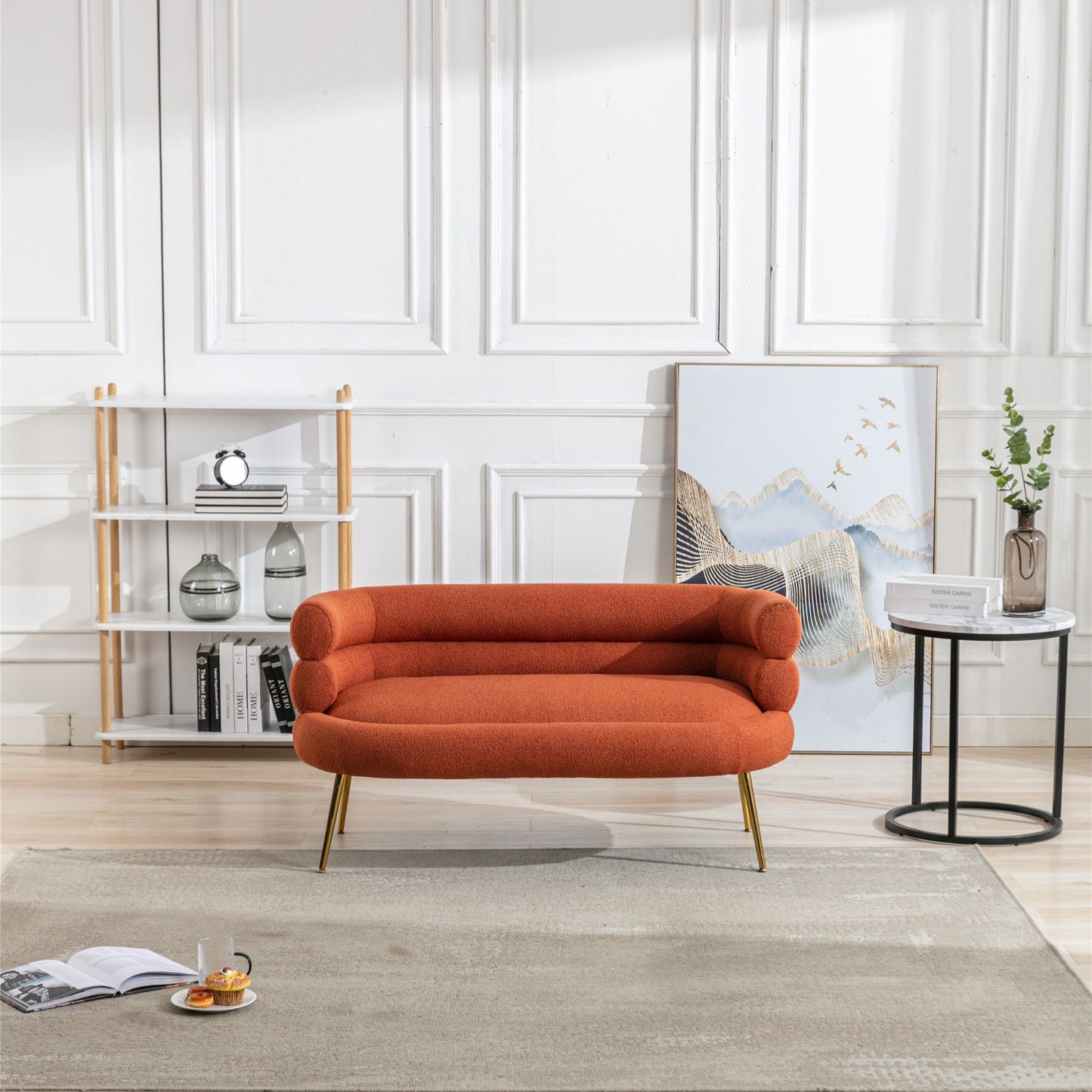 Leisure Sofa with Golden Stainless Steel Feet