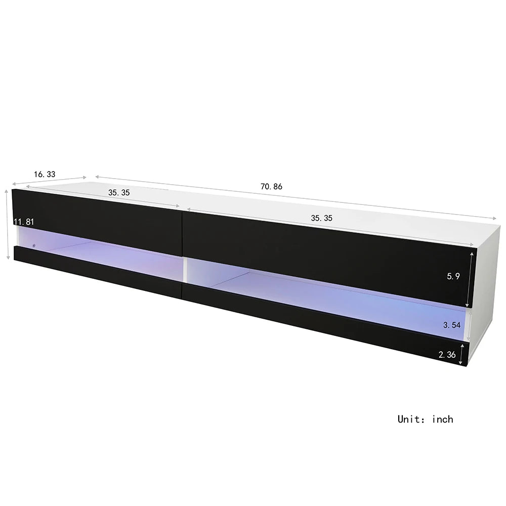 Wall Mounted Floating TV Stand with 20 Color LEDs