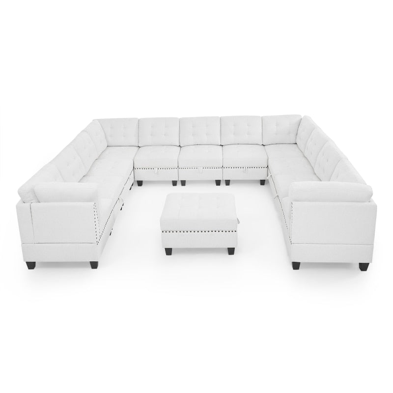 U Shape Sectional Sofa + Ottoman