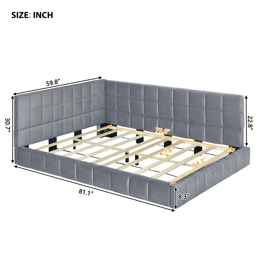Upholstered Full Size Gray Velvet Daybed