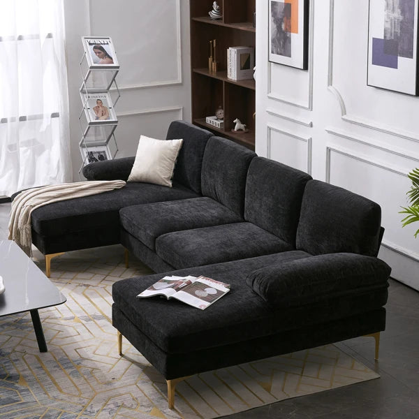 Reversible U-Shaped Sectional with Double Chaise