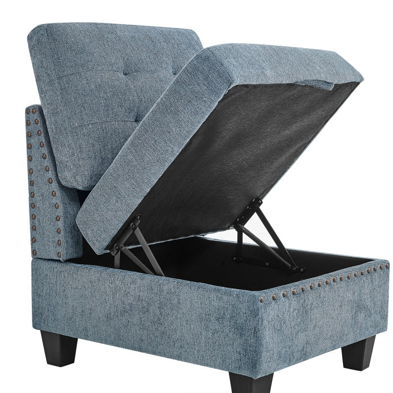 Navy Blue U Shaped Sectional Sofa + Ottoman
