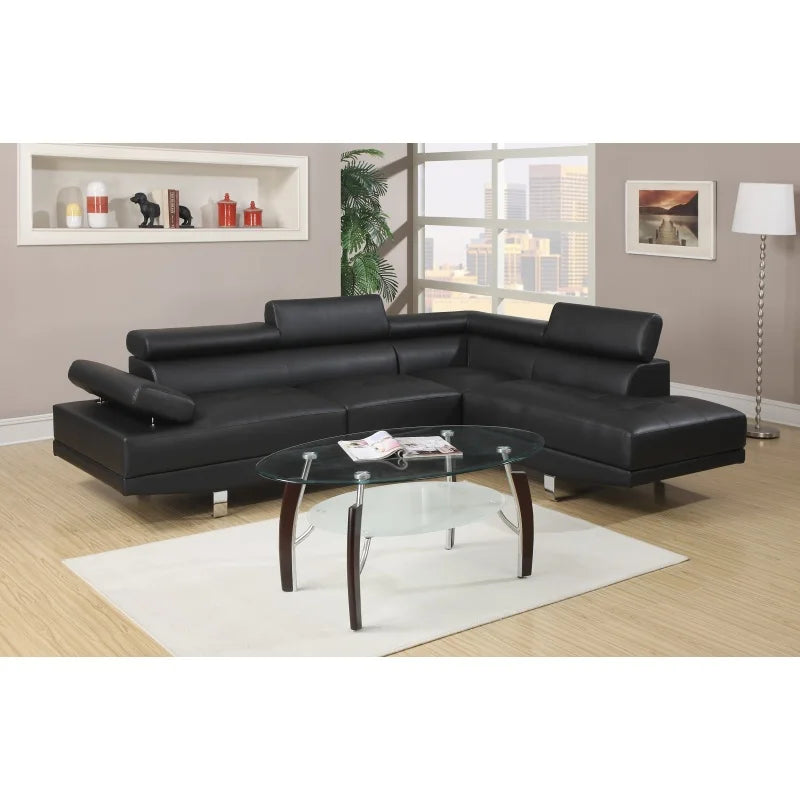 Adjustable Headrest Sectional Sofa + Chaise