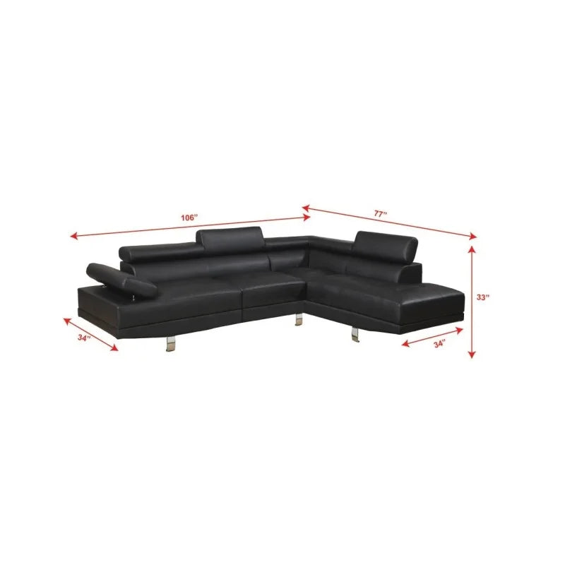 Adjustable Headrest Sectional Sofa + Chaise