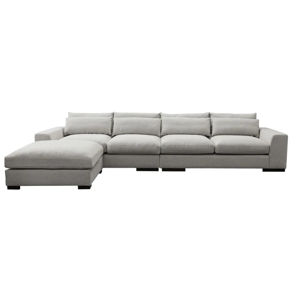 Feather Filled Reversible L-Shaped Sofa + Storage Ottoman