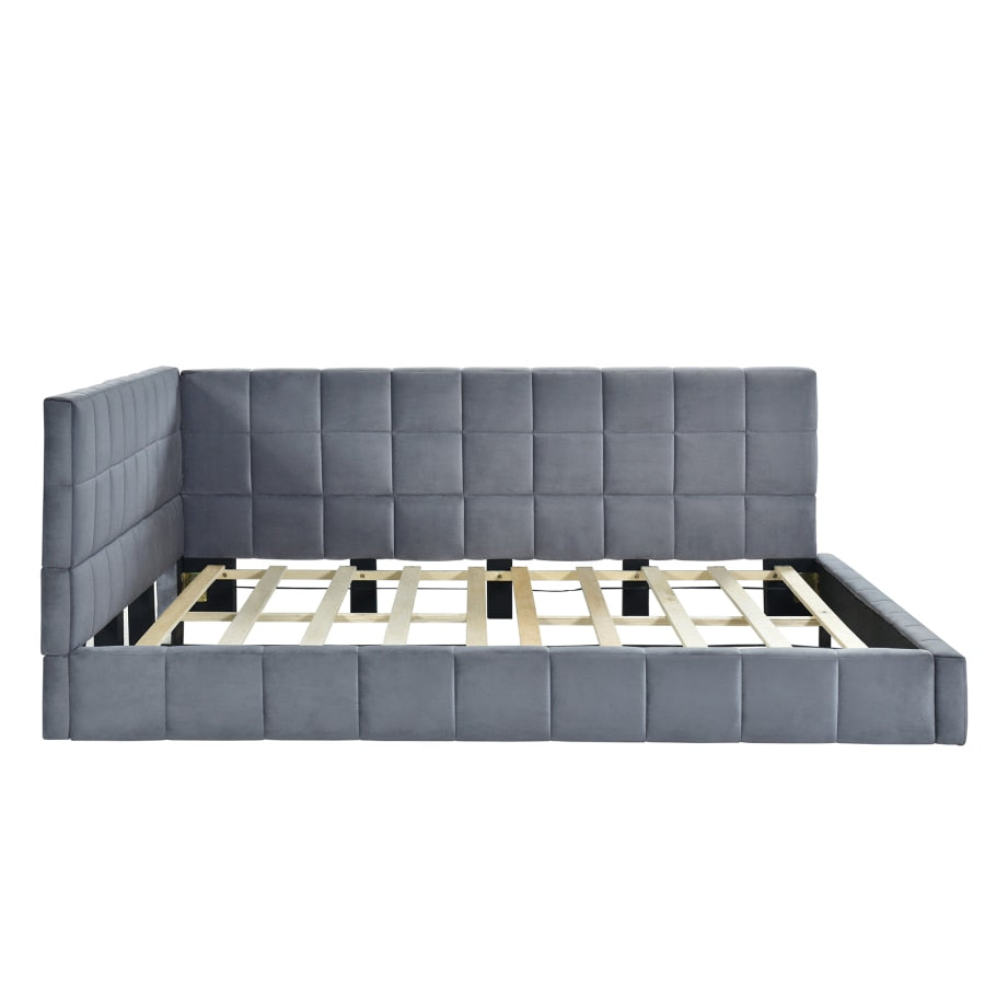 Upholstered Full Size Gray Velvet Daybed