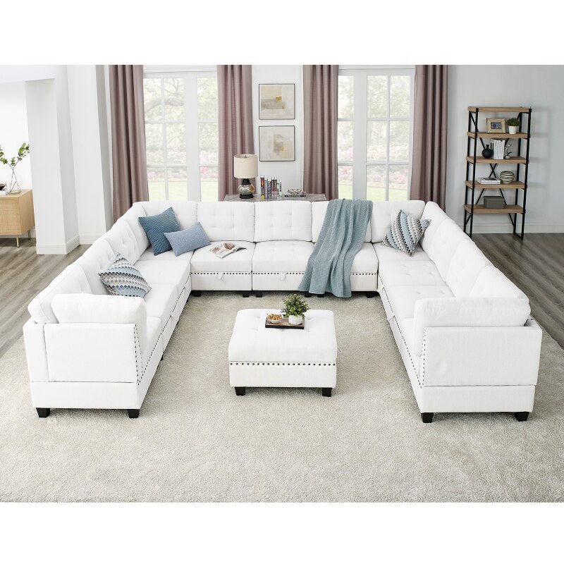 U Shape Sectional Sofa + Ottoman