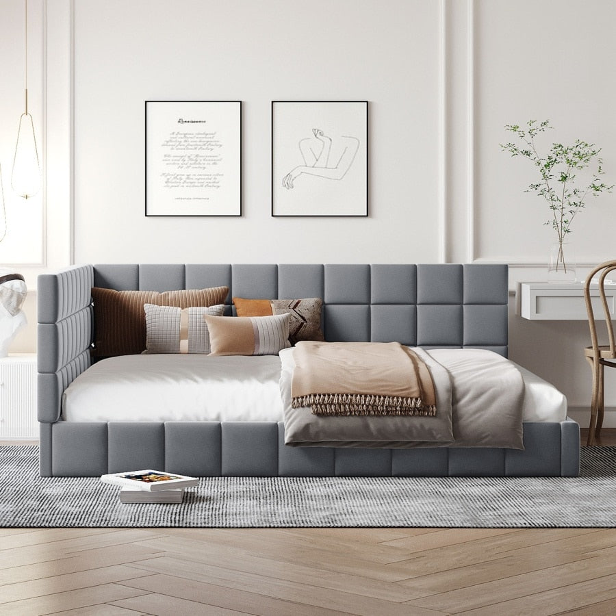 Upholstered Full Size Gray Velvet Daybed