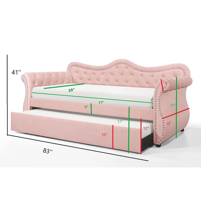 Gepolstertes Samt-Tagesbett + Rollbett