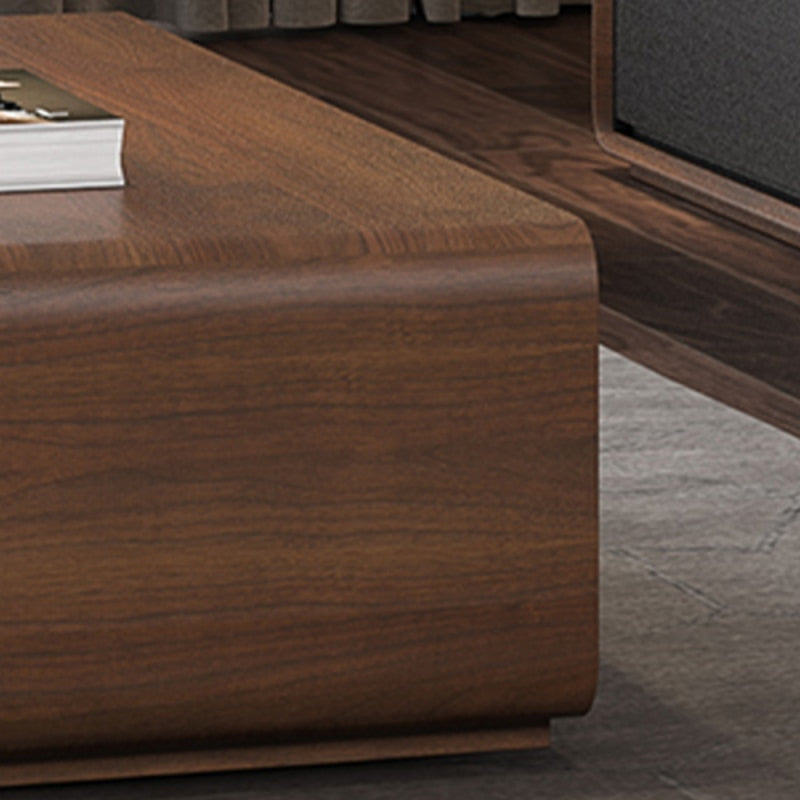 Rectangular Wooden Coffee Table + 4 Drawers + Open Shelf Storage
