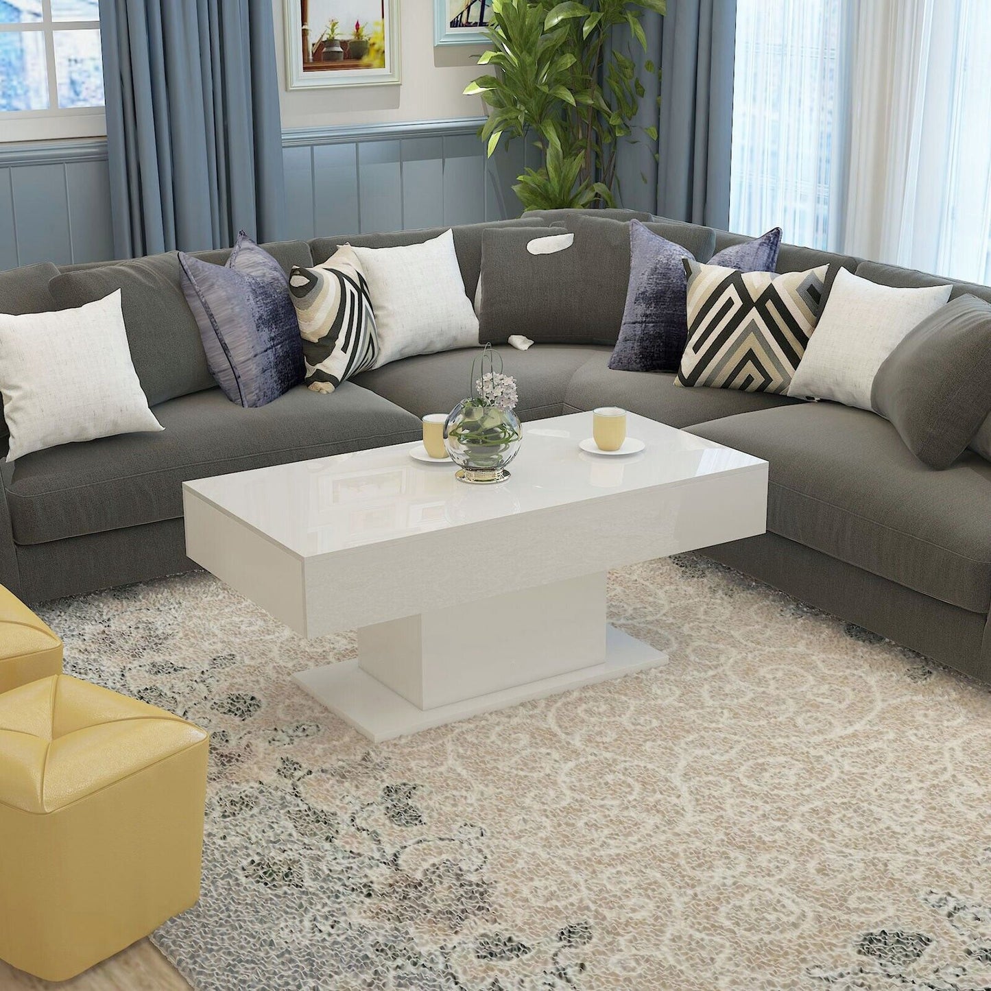 Modern White High Gloss Coffee Table + LED