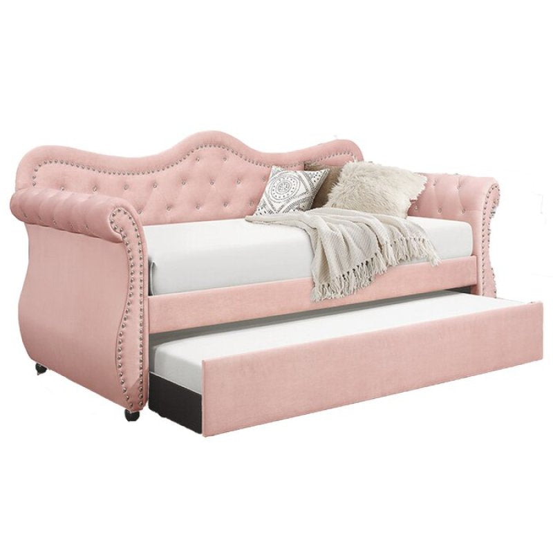 Gepolstertes Samt-Tagesbett + Rollbett
