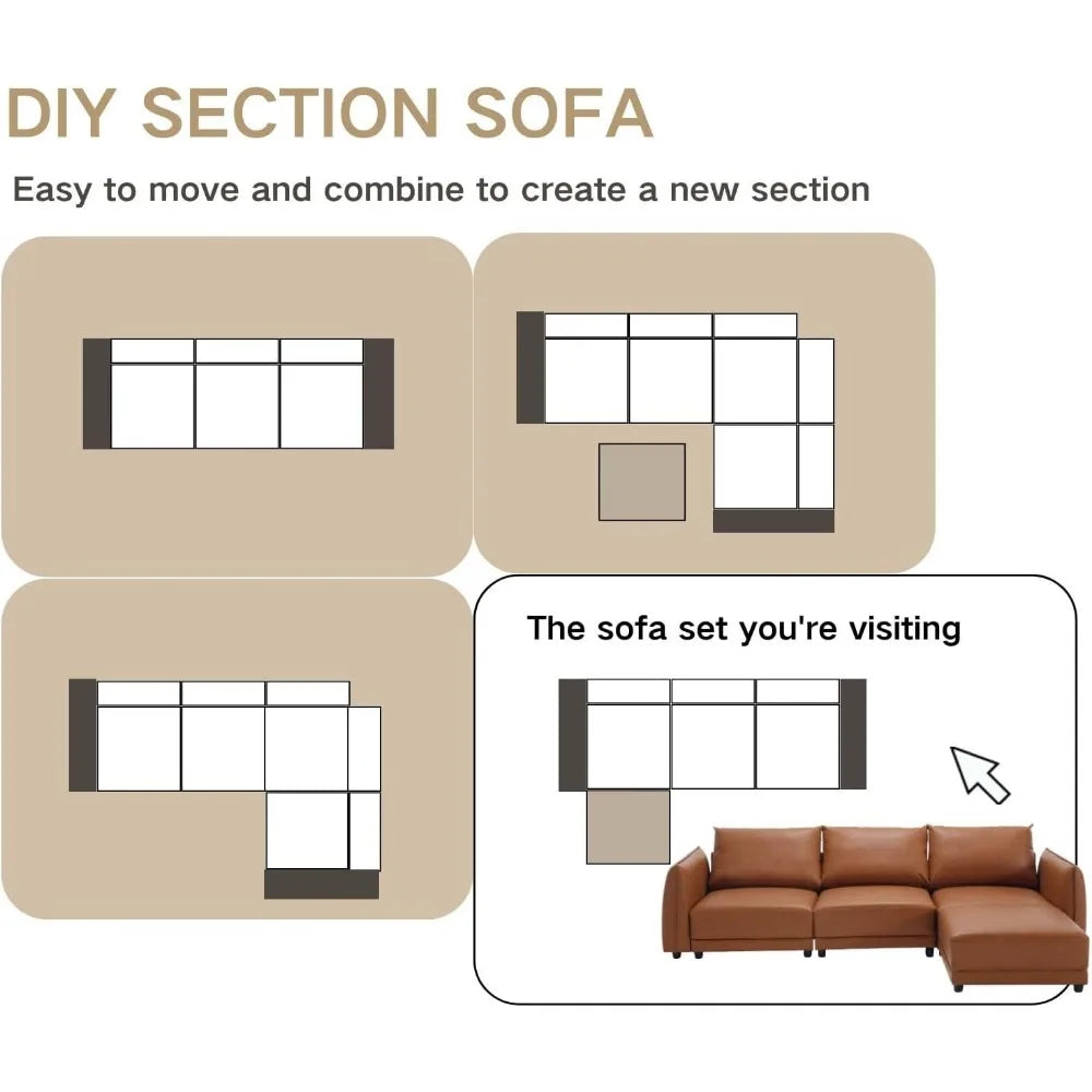 Leather Sectional Sofa with Ottoman