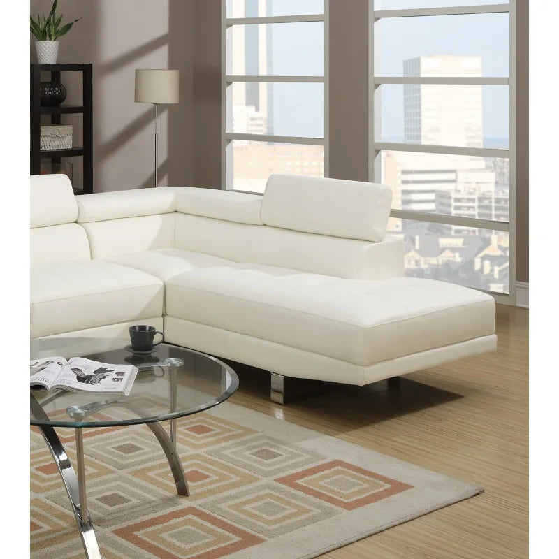 Adjustable Headrest Sectional Sofa + Chaise