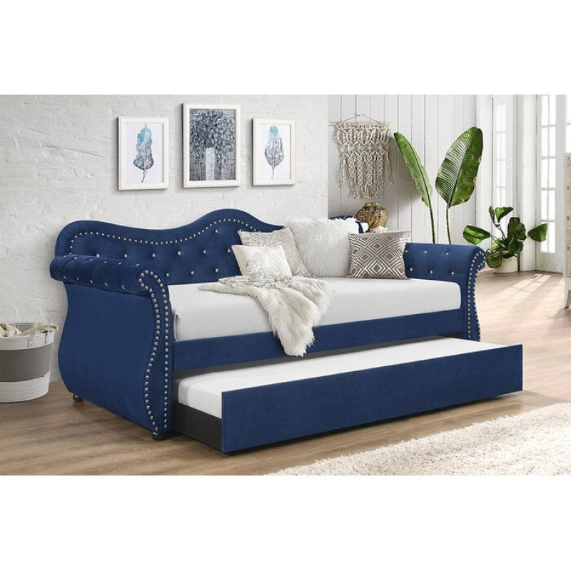 Gepolstertes Samt-Tagesbett + Rollbett