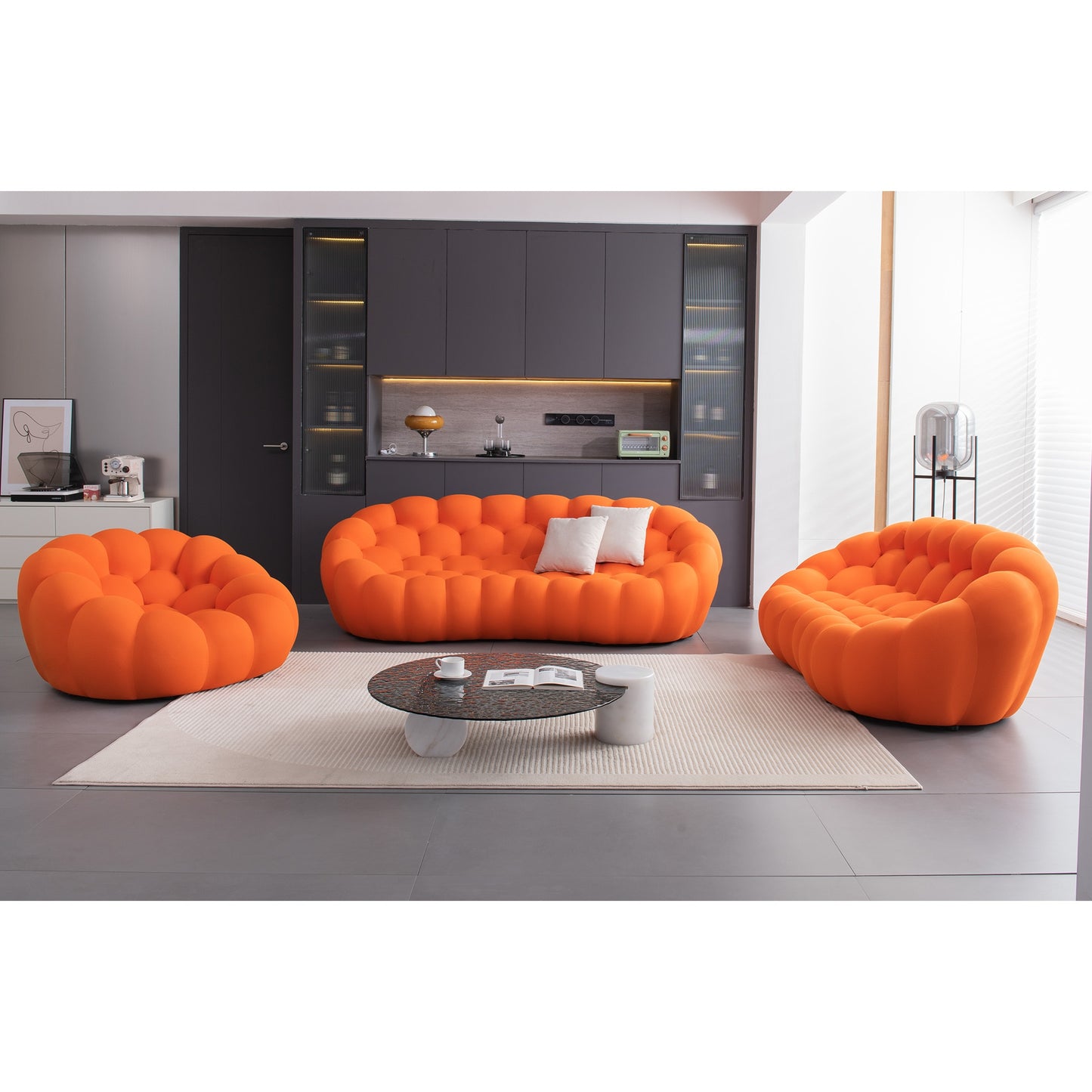Dimensions 3 seater: 240cm/113cm/78cm
Dimensions 2 seater: 190cm/114cm/76cm
Dimensions single seat: 118cm/115cm/68cm
Type: Living Room Furniture
Style: Chesterfield Sofa
Specific Use: Living Room Sofa
Material: Fabric
General Use: Home Furniture
Filling: Sponge
Fabric: Composite Fabrics
Combination: U-shaped
Appearance: Modern Style