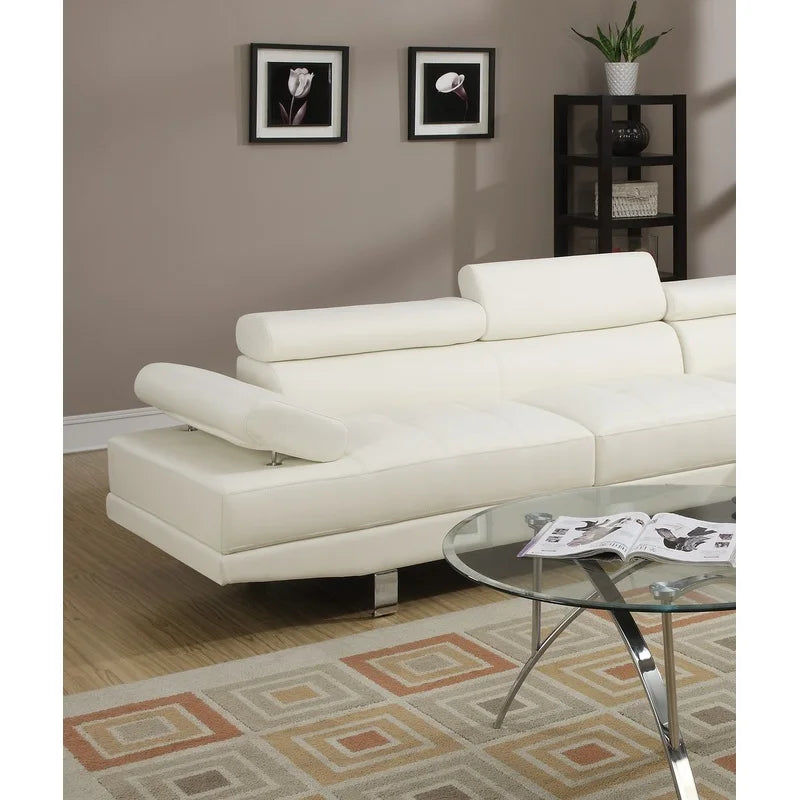 Adjustable Headrest Sectional Sofa + Chaise