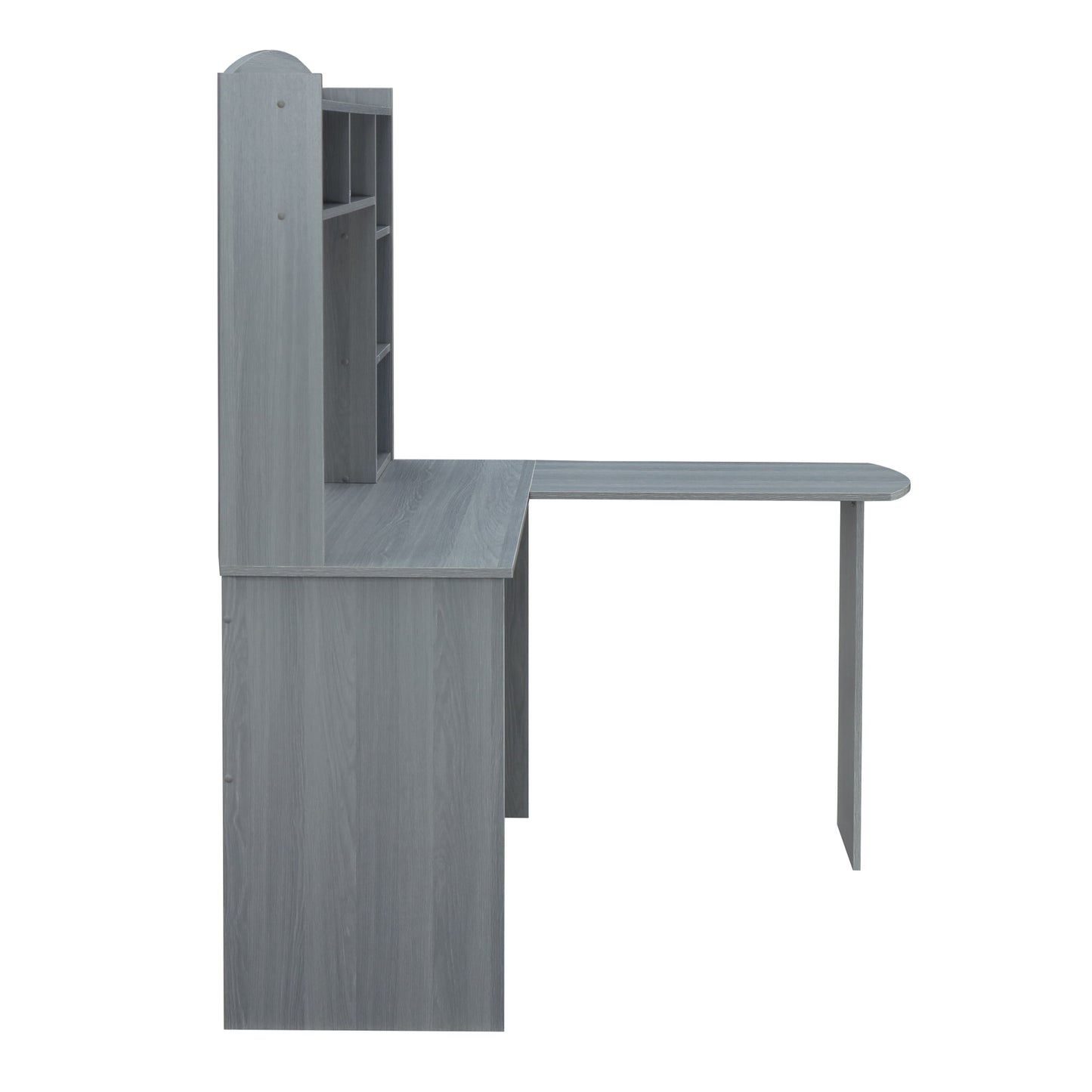 Wood L-Shaped Desk with Hutch
