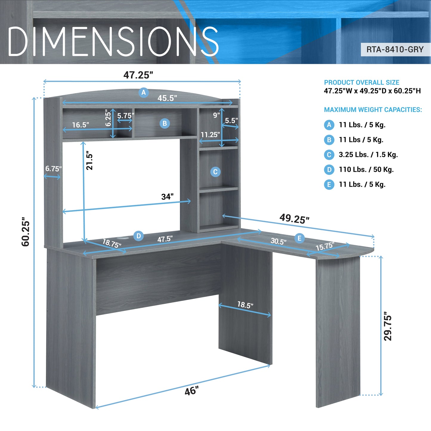 Wood L-Shaped Desk with Hutch