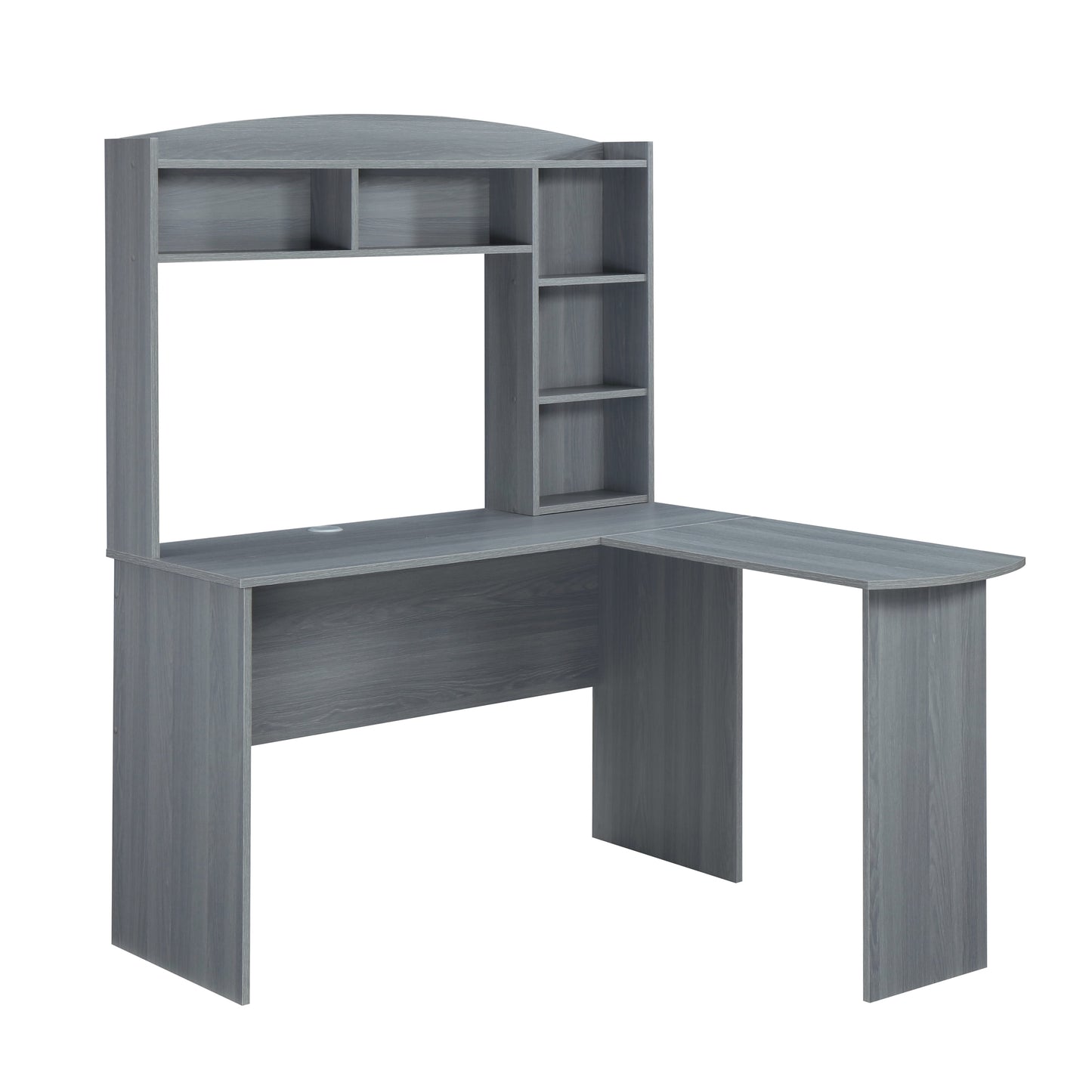 Wood L-Shaped Desk with Hutch