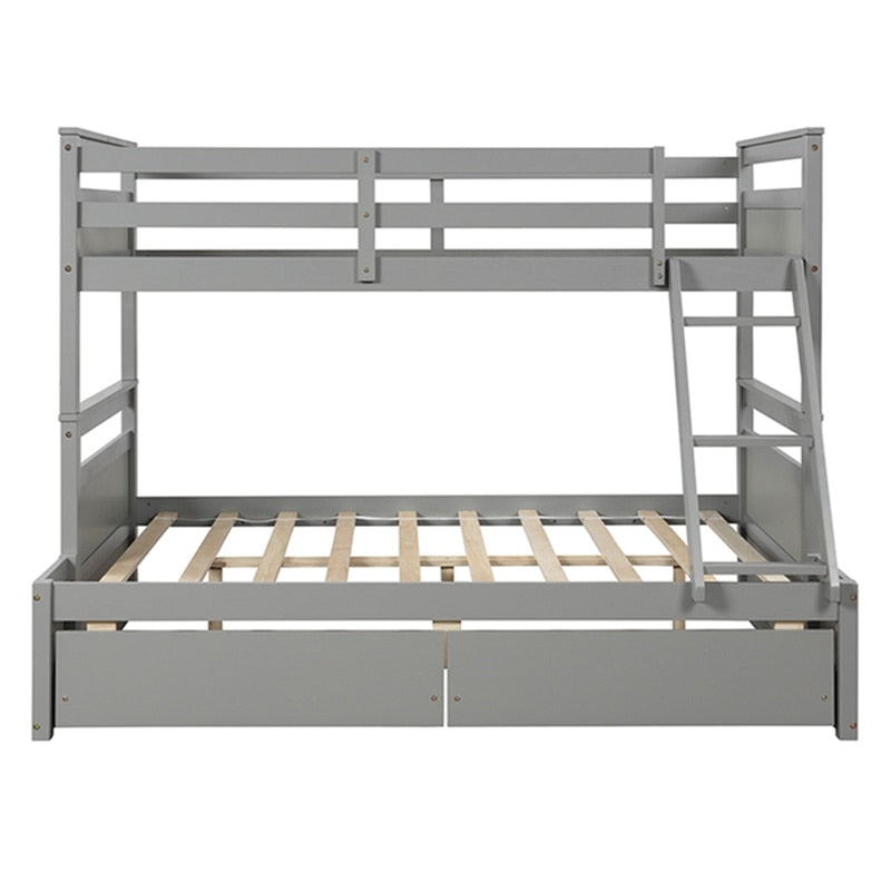 Solid Pine Twin Loft Over Full Bunk Bed With Ladder