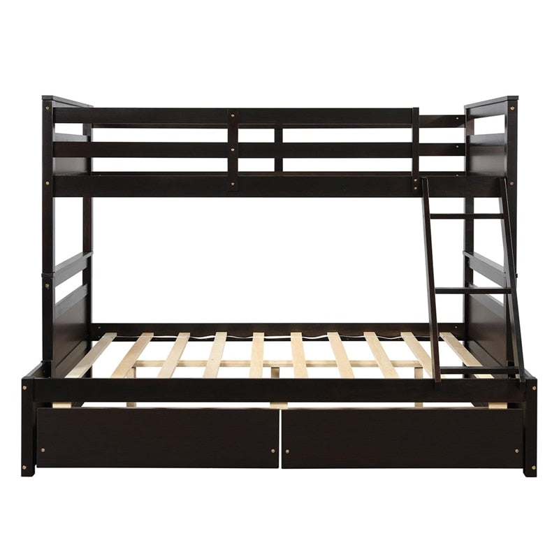 Solid Pine Twin Loft Over Full Bunk Bed With Ladder