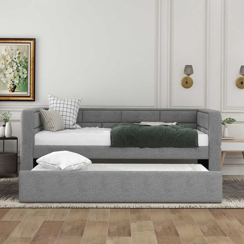 Twin Size Upholstered Daybed With Trundle