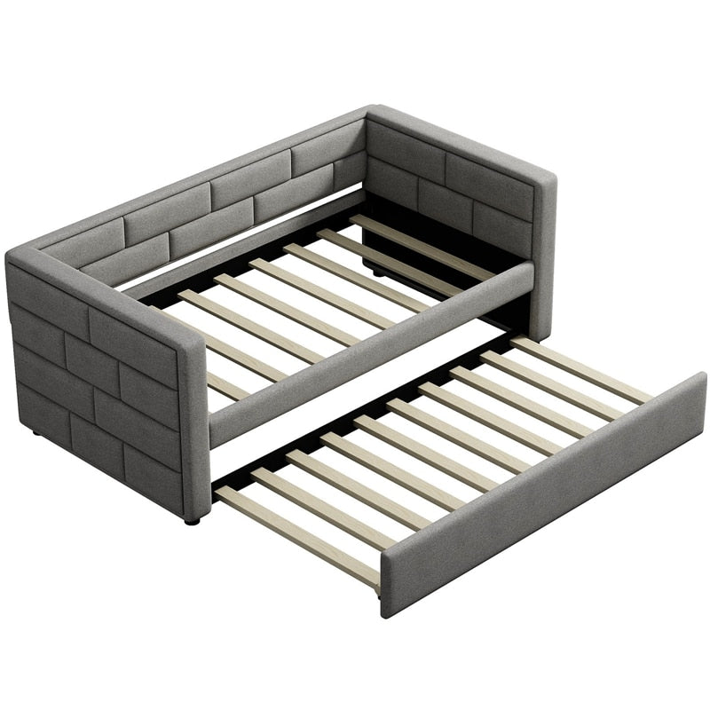 Twin Size Upholstered Daybed With Trundle