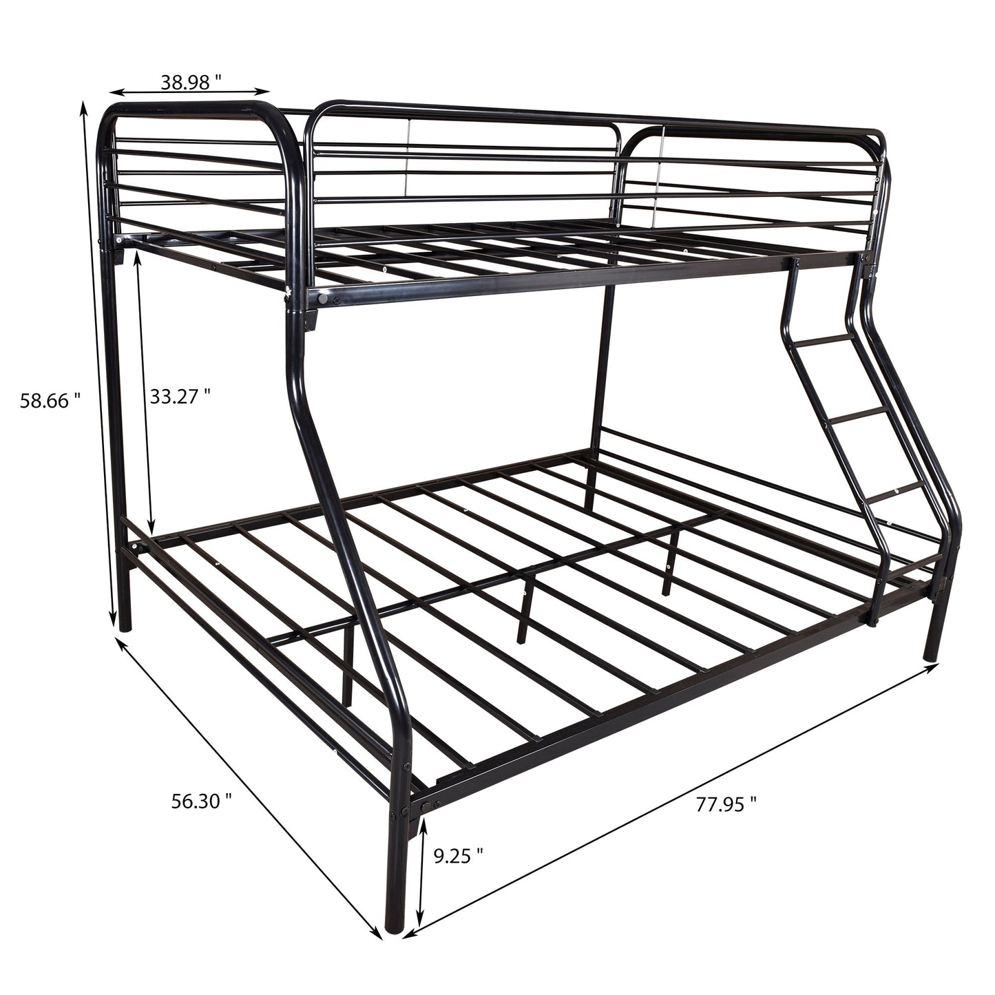 Twin Over Full Bunk Bed Frame With Inclined Ladder