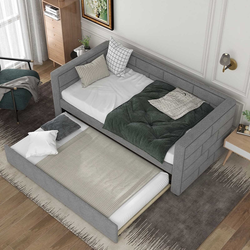 Twin Size Upholstered Daybed With Trundle