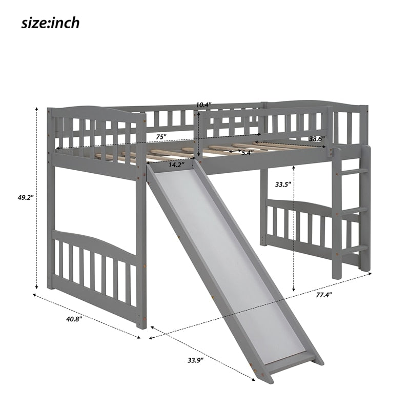 Hochbett mit zwei Einzelbetten über zwei Etagenbetten
