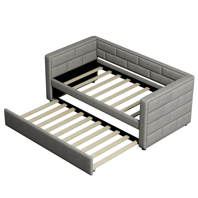 Twin Size Upholstered Daybed With Trundle