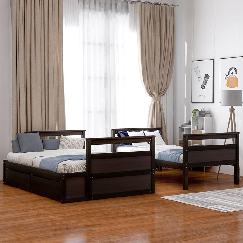 Solid Pine Twin Loft Over Full Bunk Bed With Ladder