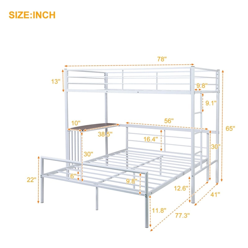 Zweibettzimmer über Vollmetall-Etagenbett mit Schreibtisch und Leiter