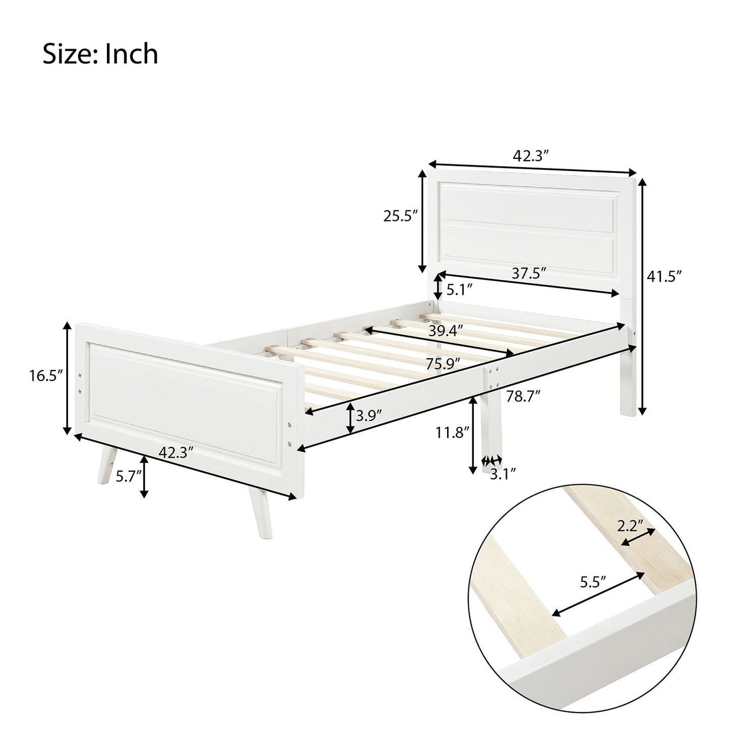 Twin-Plattformbett aus Holz