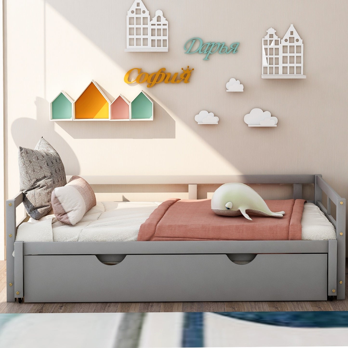 Grey Extending Daybed With Trundle