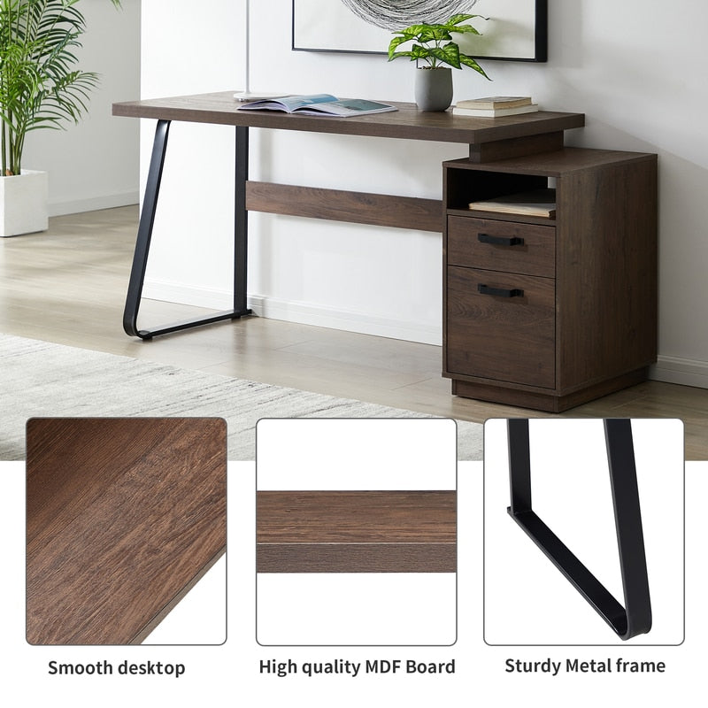Brown Study Desk with Drawers