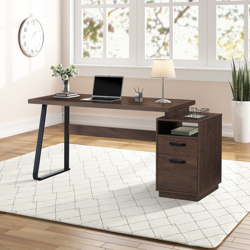 Brown Study Desk with Drawers