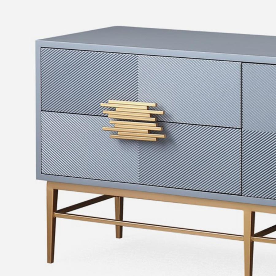 Blauer TV-Schrank mit 4 Schubladen und 2 Türen