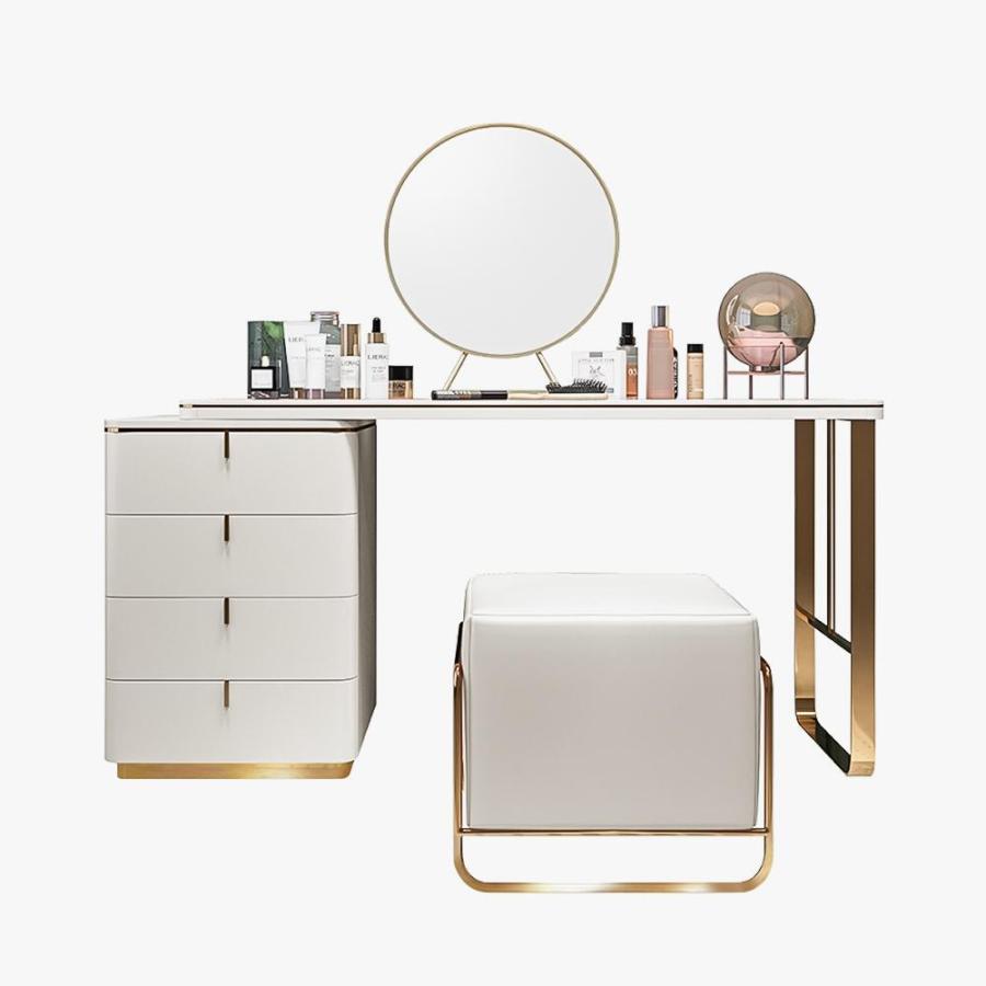 Vanity with 4 Drawers, Mirror and Stool
