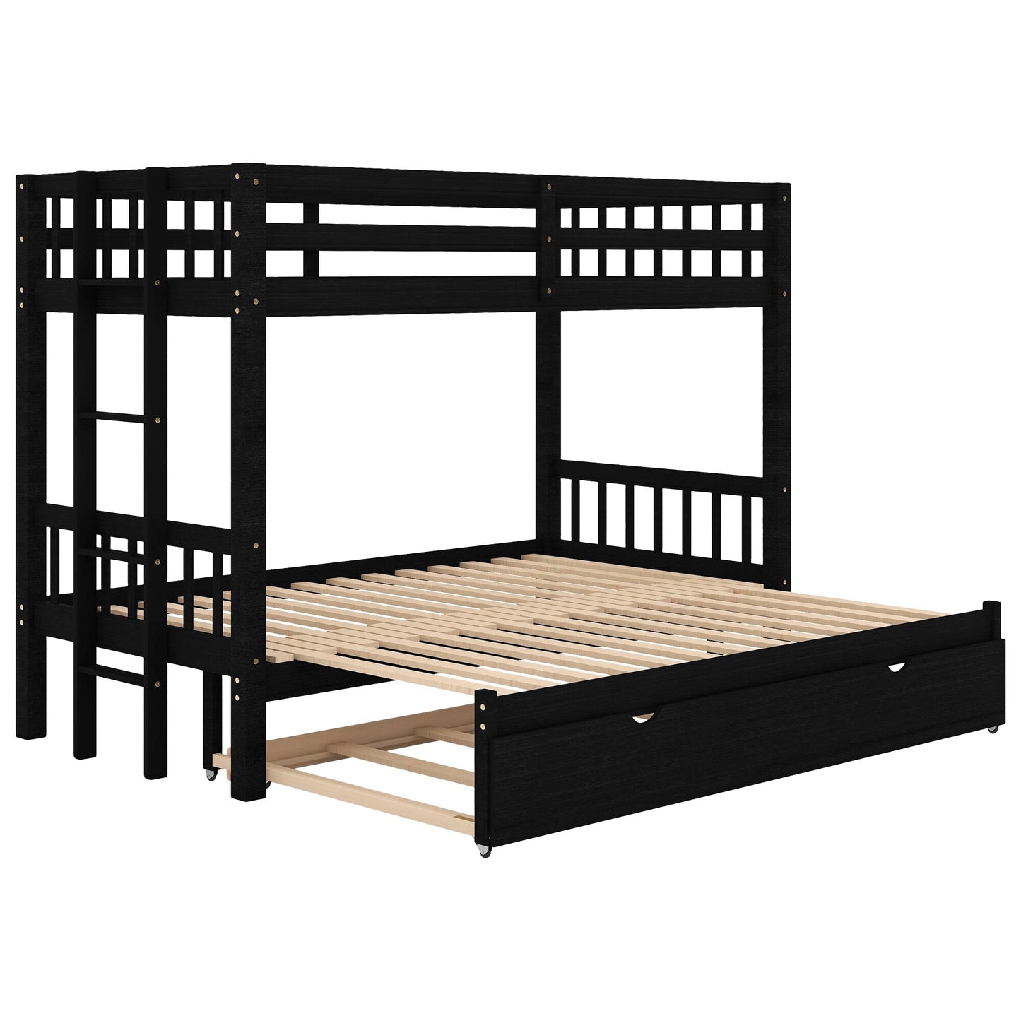 Espresso-Doppelbett über Etagenbett mit Ausziehbett