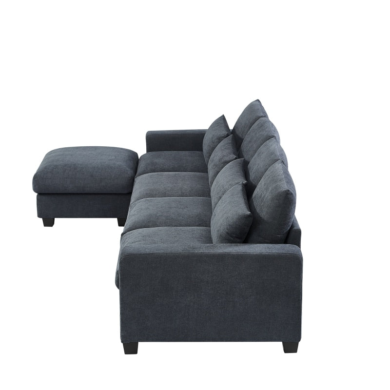 Modernes L-förmiges Sofagarnitur, umwandelbare Sofa-Couch mit umkehrbarer Chaiselongue