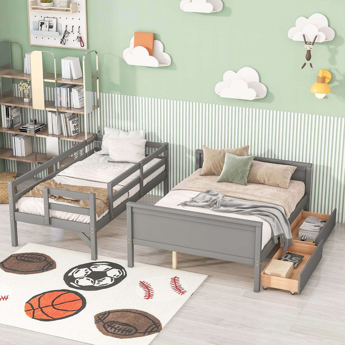 Twin-Over-Twin-Etagenbett mit Rutsche