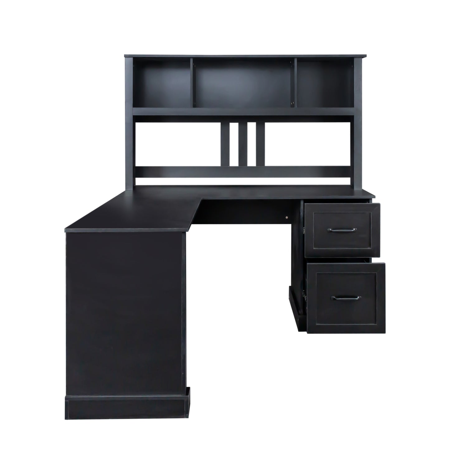 Schreibtisch mit Hutch, Antikschwarz-Finish
