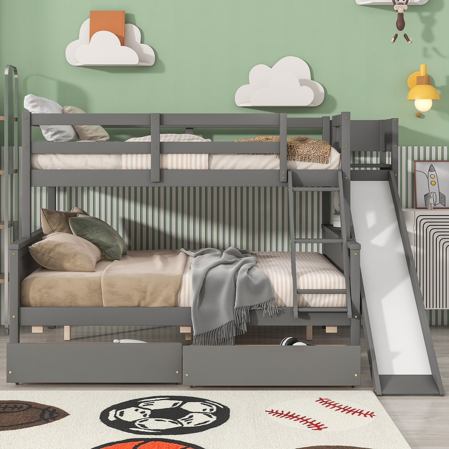 Twin-Over-Twin-Etagenbett mit Rutsche