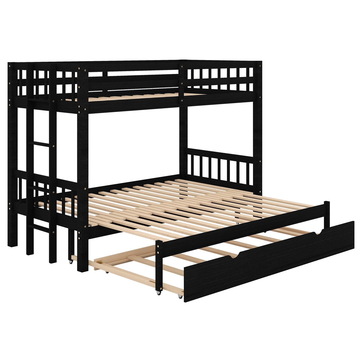 Espresso-Doppelbett über Etagenbett mit Ausziehbett